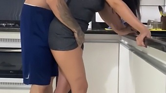 Caught My Wife Cleaning The Kitchen And We Couldn'T Resist Having Sex