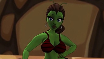 A Seductive Green-Skinned Alien With A Large Buttocks Enters A Portal For Interracial Sex Featuring Ai Voices