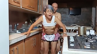 Seducing My Stepmom In The Kitchen While Her Husband Watches