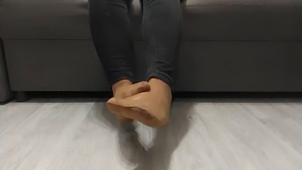 Monika'S Nylon Legs And Feet Unveiled After A Day In Stockings
