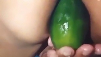 Stepmother'S Anal Adventure With A Large Cucumber Caught On Camera
