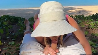 Amateur Couple'S Beach Encounter With A Horny Blonde
